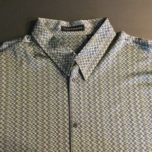 Jhane Barnes Long-Sleeved Silk Shirt Zig-Zag XL